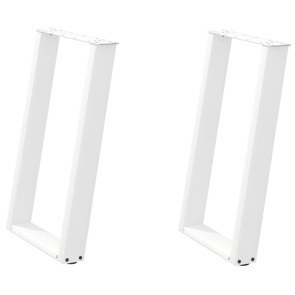 Eettafelpoten 2 St U-Vormig Staal Wit 60 x (72-73) cm