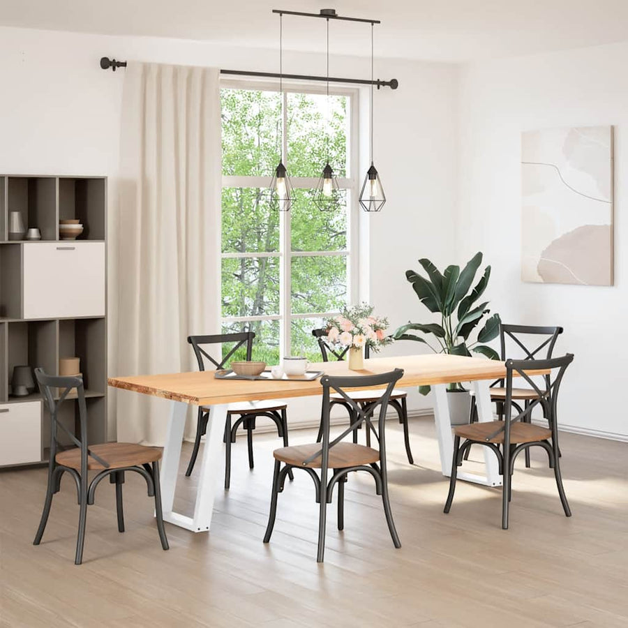 Eettafelpoten 2 St U-Vormig Staal Wit 60 x (72-73) cm