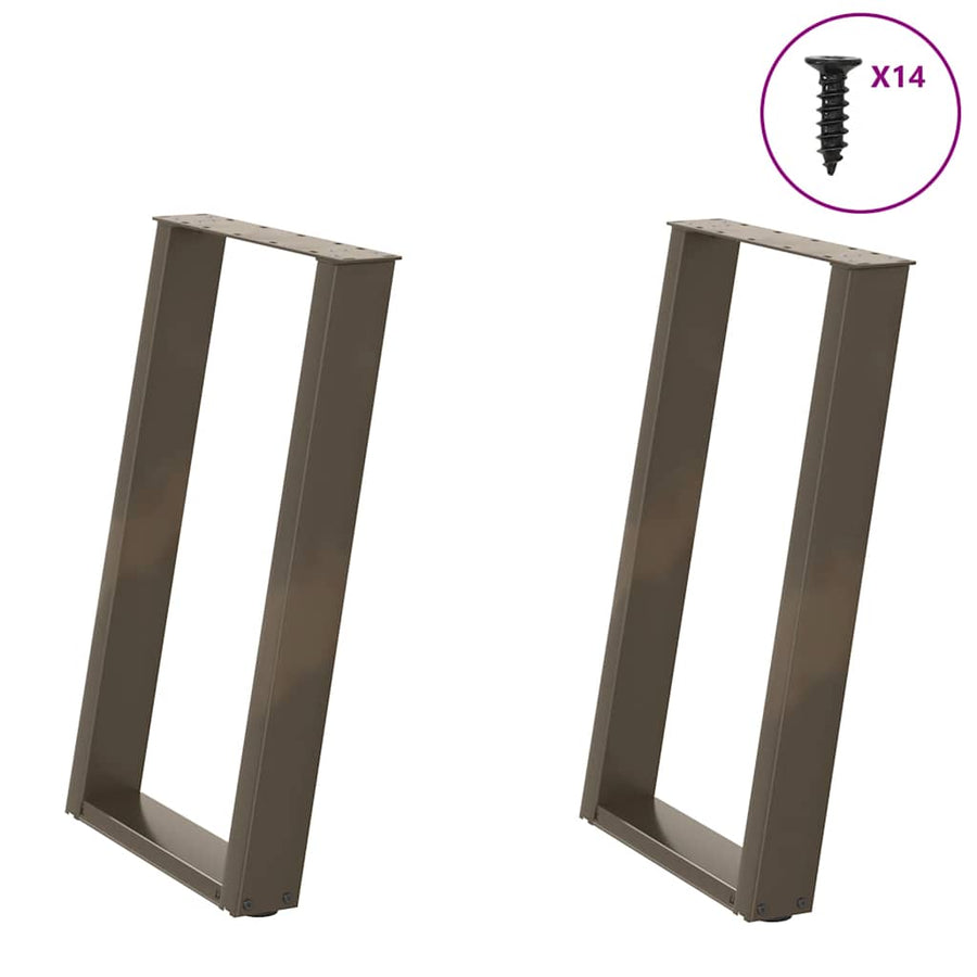 Eettafelpoten 2 St U-Vormig Staal 60 x (72-73) cm Naturel