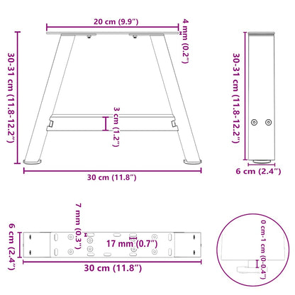 Salontafelpoten 2 st A-vormig 30x(30-31) cm staal zwart