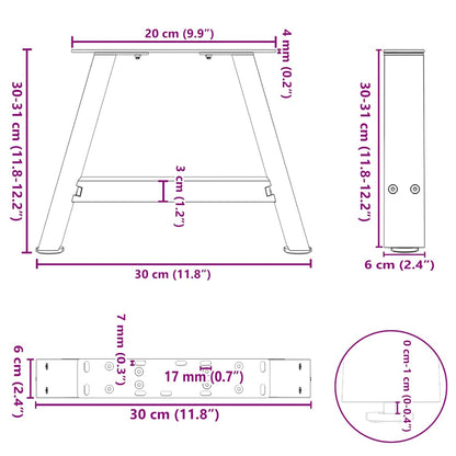 Salontafelpoten 2 St A-Vormig Staal 30 x (30-31) cm Naturel