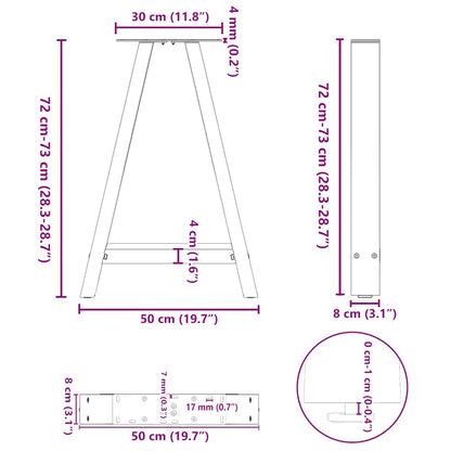 Salontafelpoten 2 St A-Vormig Staal 50 x (72-73) cm Naturel