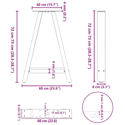 Salontafelpoten 2 St A-Vormig Staal 60 x (72-73) cm Naturel