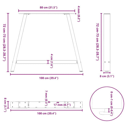 Salontafelpoten 2 st A-vormig 100x(72-73) cm staal zwart