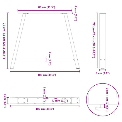 Salontafelpoten 2 st A-vormig 100x(72-73) cm staal antraciet