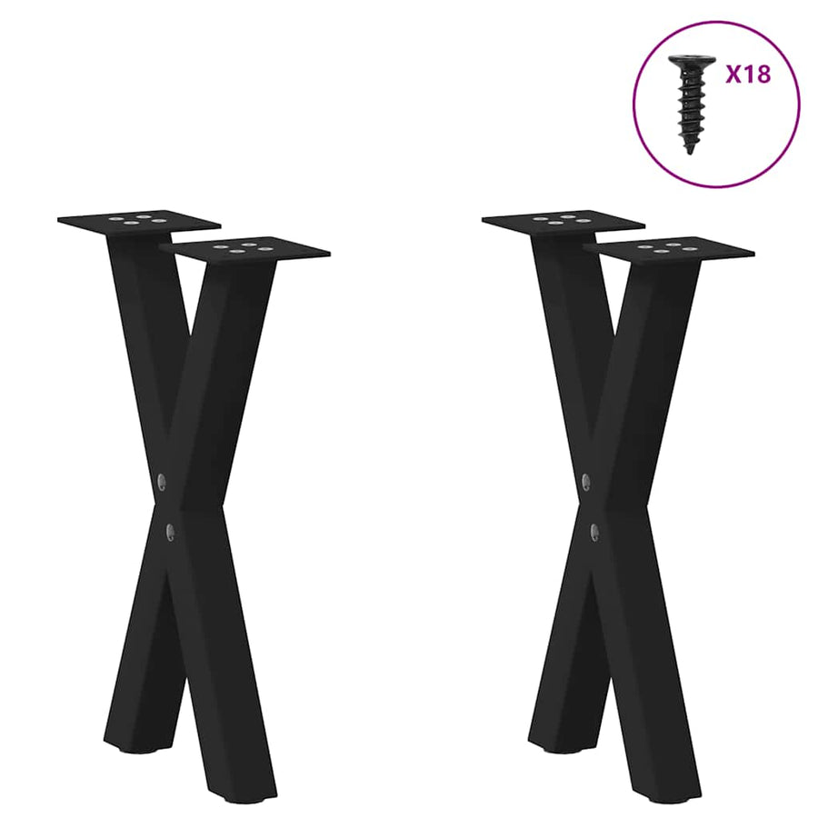 Salontafelpoten 2 st X-vormig 38x(42-43) cm staal zwart