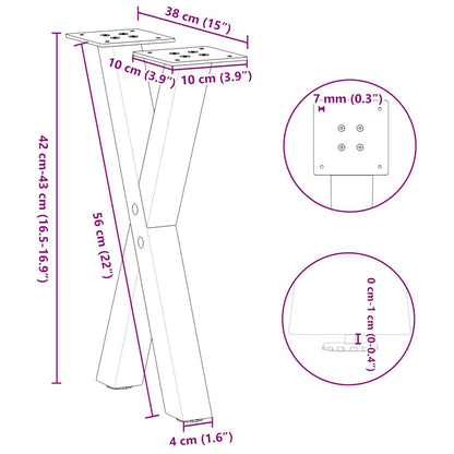 Salontafelpoten X-Vormig 38X(42-43) Cm Staal Wit 2