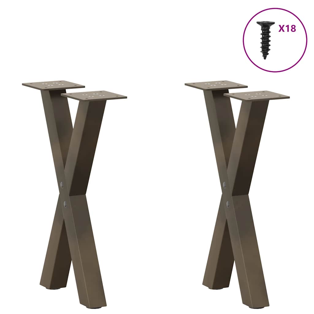 Salontafelpoten 2 st X-vormig 38x(42-43) cm staal naturel