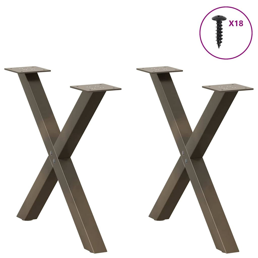 Salontafelpoten X-Vormig 60X(42-43) Cm Staal Naturel 60 x (42-43) cm (40 mm)