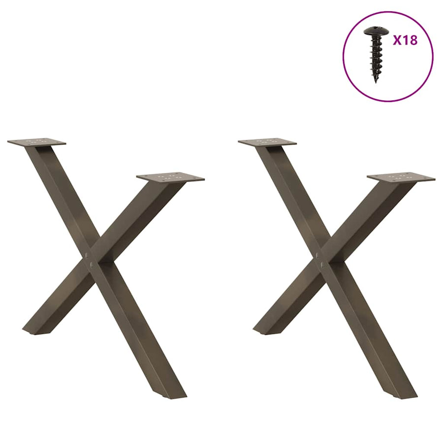 Salontafelpoten X-Vormig 70X(42-43) Cm Staal Naturel 70 x (42-43) cm (40 mm)