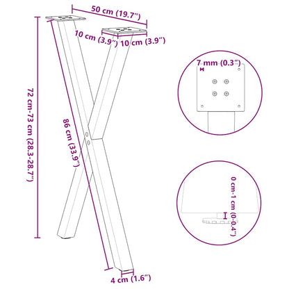 Eettafelpoten X-Vormig 50X(72-73) Cm Staal Wit 50 x (72-73) cm (40 mm)