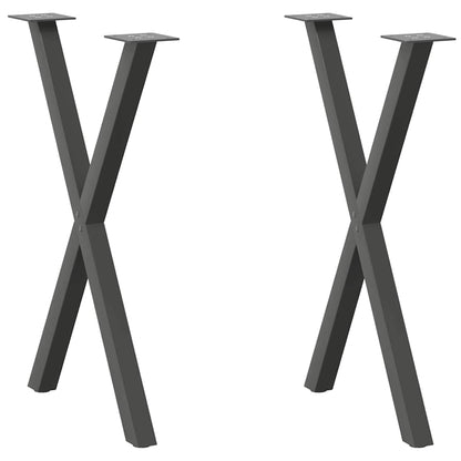 Eettafelpoten 2 st X-vormig 50x(72-73) cm staal antraciet