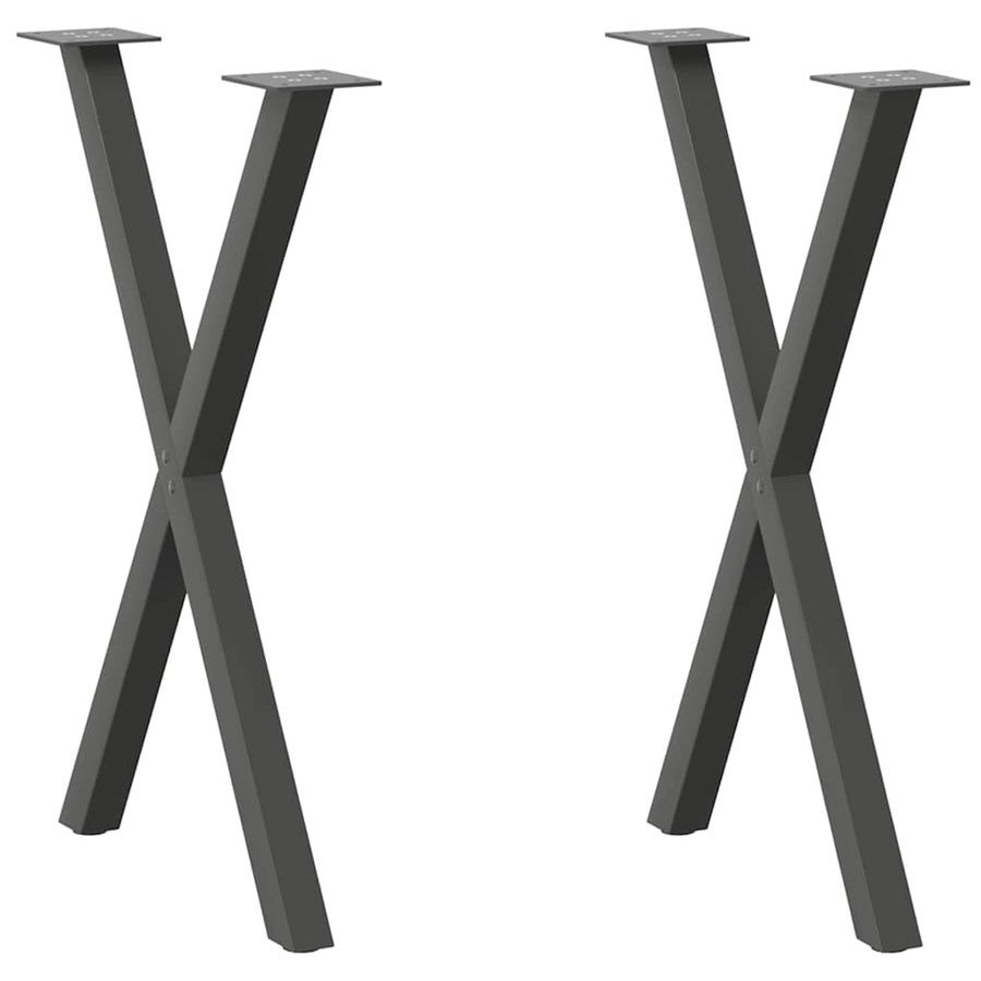 Eettafelpoten 2 st X-vormig 50x(72-73) cm staal antraciet