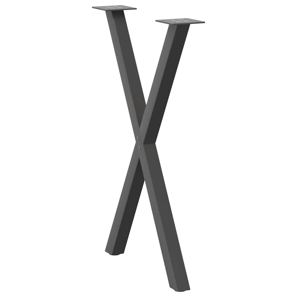 Eettafelpoten 2 st X-vormig 50x(72-73) cm staal antraciet