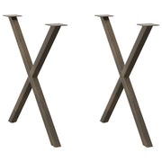 Dining table legs 2 pcs X-shaped 80x(72-73) cm steel natural
