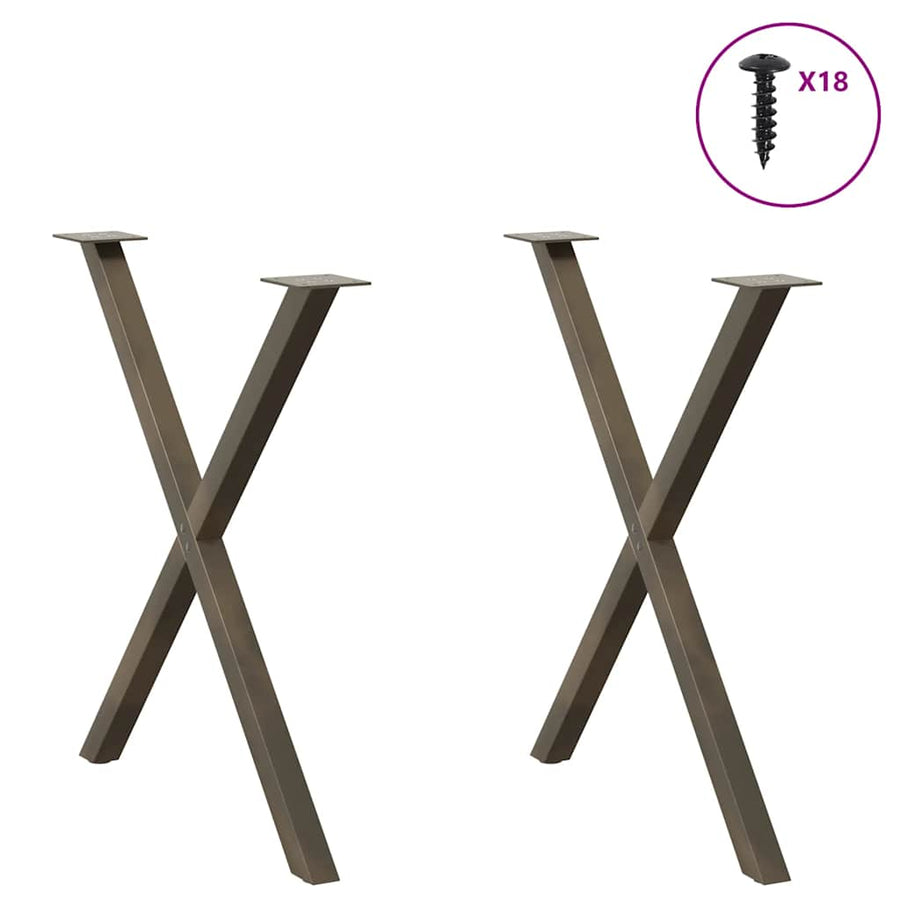 Eettafelpoten X-Vormig 80X(72-73) Cm Staal Naturel 80 x (72-73) cm (40 mm)