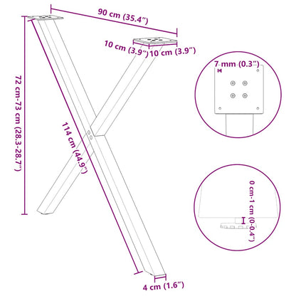 Eettafelpoten X-Vormig 90X(72-73) Cm Staal Wit 2
