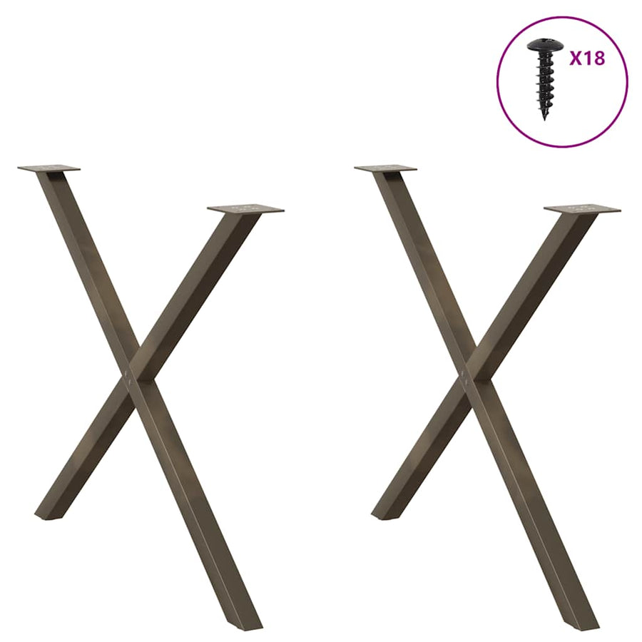 Eettafelpoten X-Vormig 90X(72-73) Cm Staal Naturel 90 x (72-73) cm (40 mm)