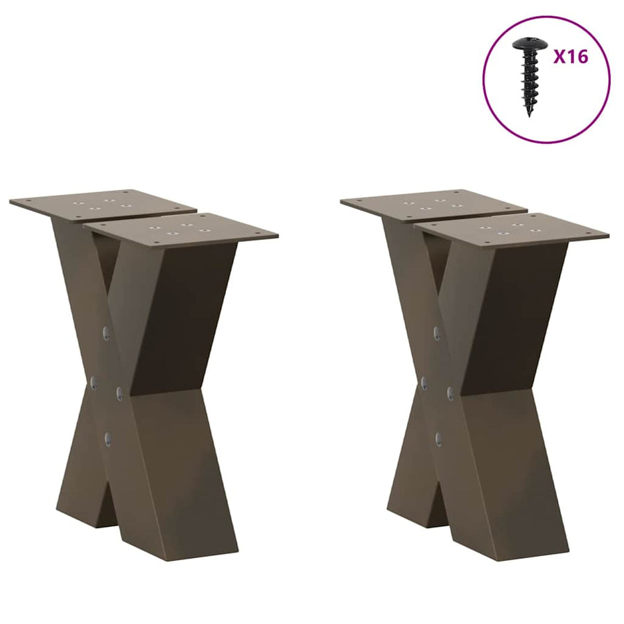 Salontafelpoten X-Vormig 30X(30-31) Cm Staal Naturel 2 30 x (30-31) cm (80 mm)