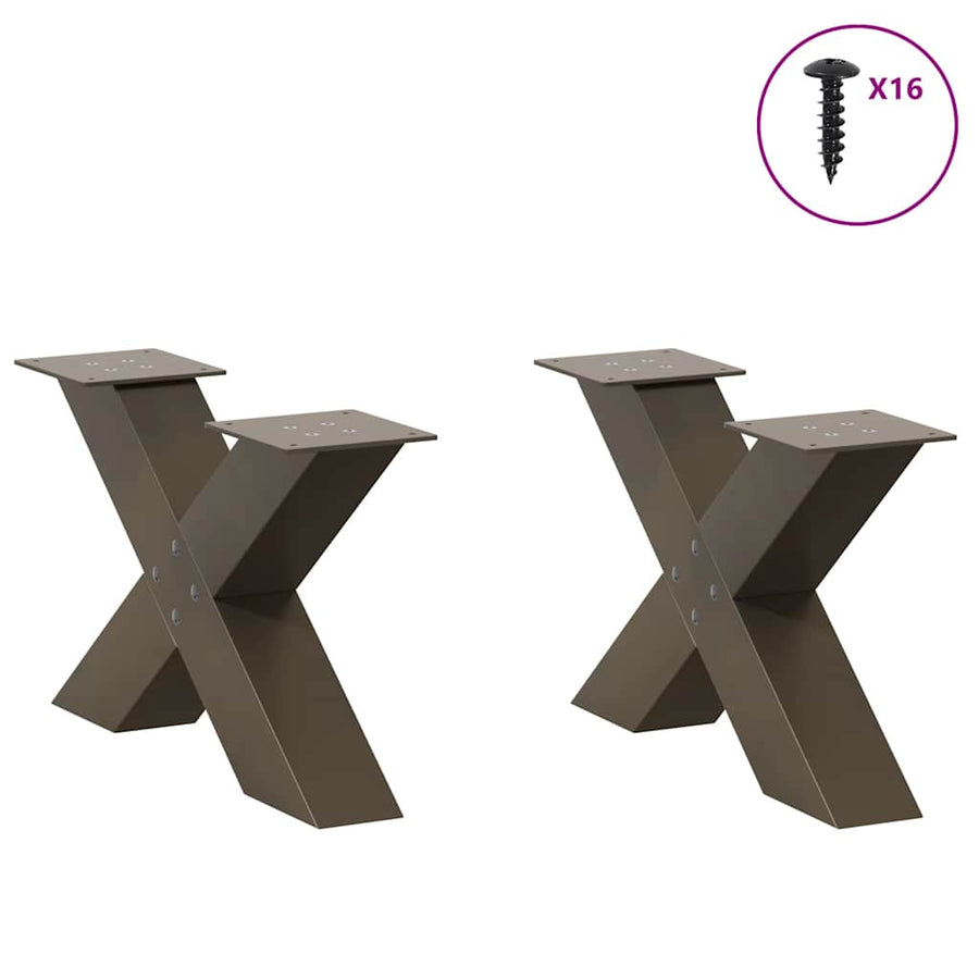 Salontafelpoten X-Vormig 50X(30-31) Cm Staal Naturel 2 50 x (30-31) cm (80 mm)