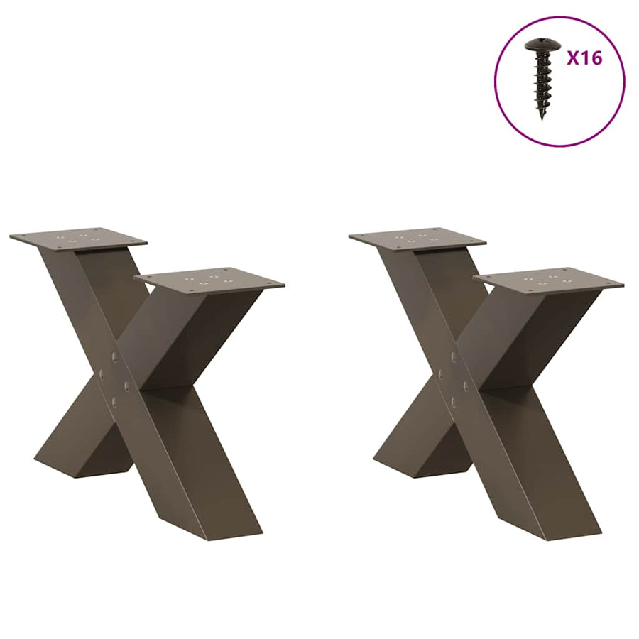 Salontafelpoten X-Vormig 60X(30-31) Cm Staal Naturel 2 60 x (30-31) cm (80 mm)