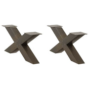 Coffee table legs 2 pcs X-shaped 70x(30-31) cm steel natural