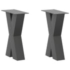 Tafelpoten X-vormig 2 st staal antraciet 42-43 cm
