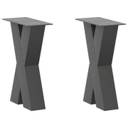 Tafelpoten X-vormig 2 st staal antraciet 42-43 cm