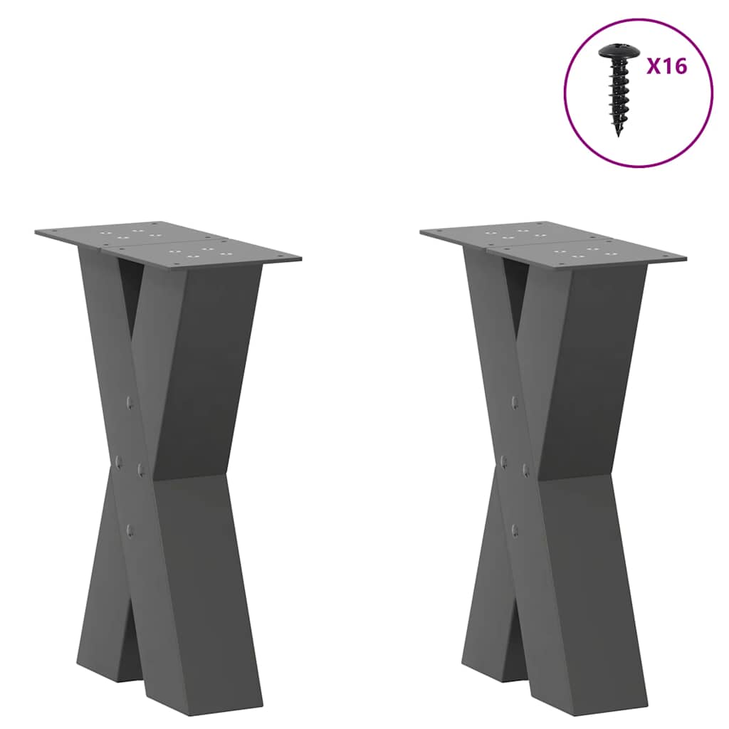 Salontafelpoten 2 st X-vormig 28x(42-43) cm staal antraciet