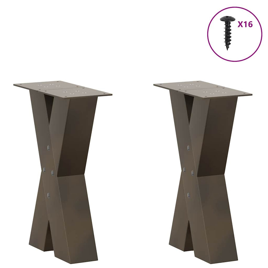 Salontafelpoten X-Vormig 28X(42-43) Cm Staal Naturel 28 x (42-43) cm (80 mm)