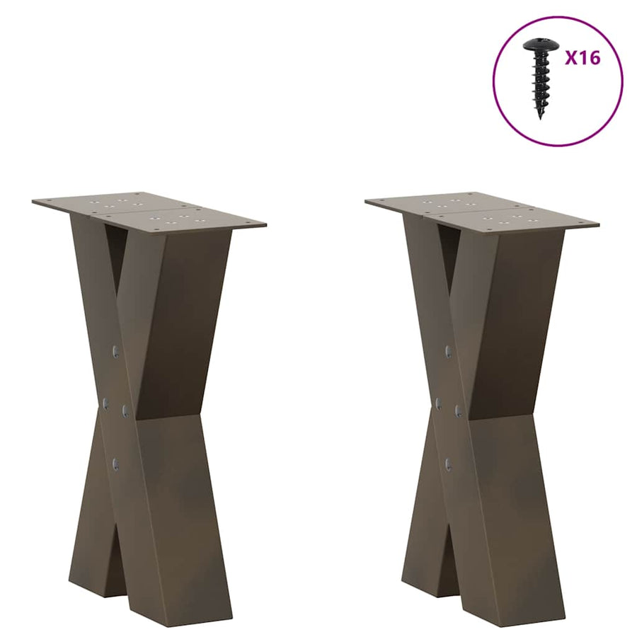 Salontafelpoten X-Vormig 38X(42-43) Cm Staal Naturel 38 x (42-43) cm (80 mm)
