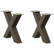 Coffee table legs 2 pcs X-shaped 60x(42-43) cm steel natural