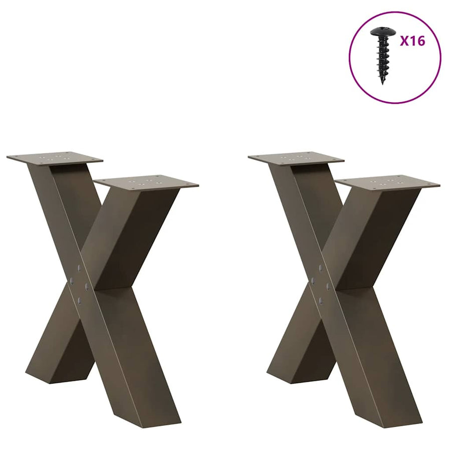 Salontafelpoten X-Vormig 60X(42-43) Cm Staal Naturel 60 x (42-43) cm (80 mm)