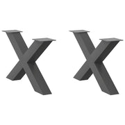Tafelpoten X-vormig 70x42 cm staal antraciet 2 stuks