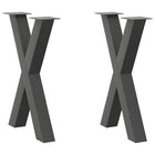 Eettafelpoten 2 st X-vormig 50x72-73 cm staal antraciet