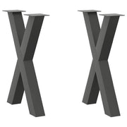Eettafelpoten 2 st X-vormig 50x72-73 cm staal antraciet