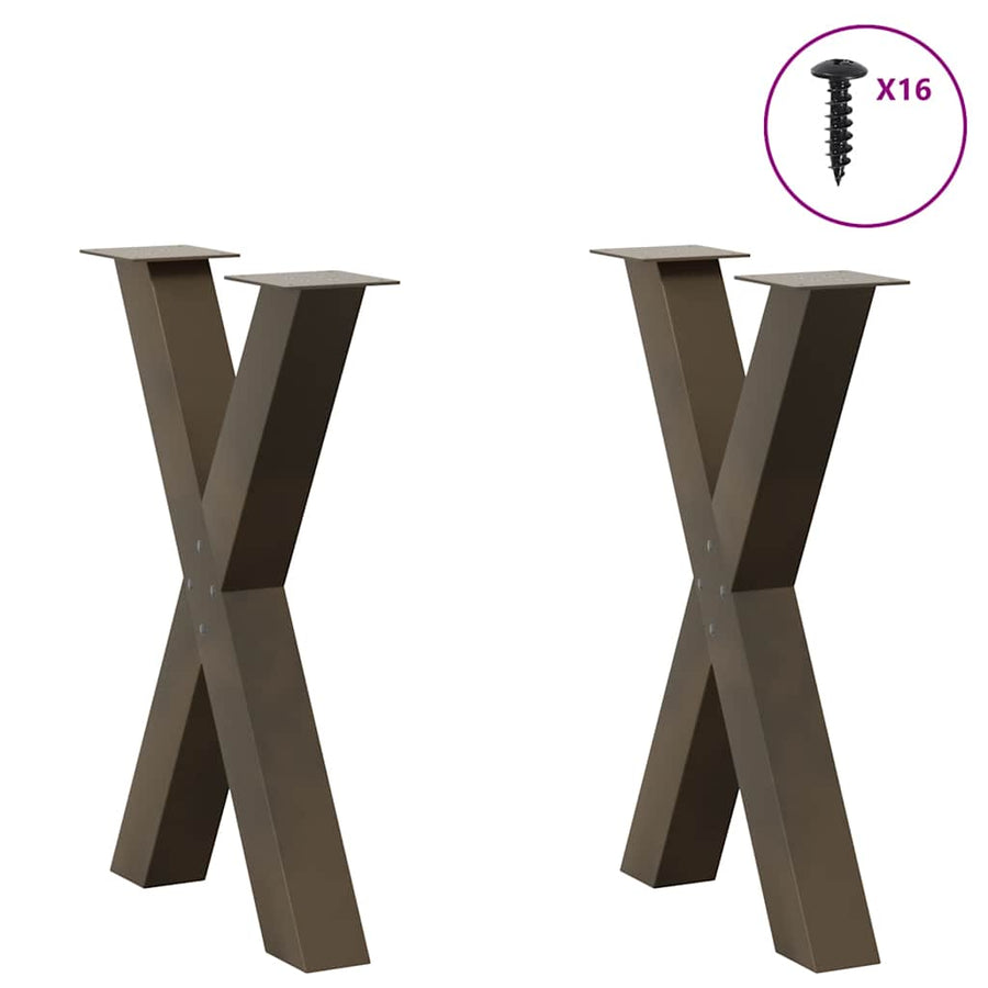 Eettafelpoten X-Vormig 50X(72-73) Cm Staal Naturel 50 x (72-73) cm (80 mm)