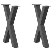 Eettafelpoten 2 st X-vormig 60x72 cm staal antraciet