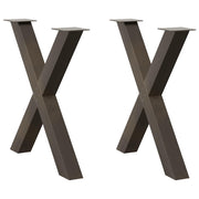 Dining table legs 2 pcs X-shaped 80x(72-73) cm steel natural
