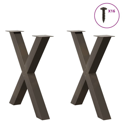 Eettafelpoten X-Vormig 80X(72-73) Cm Staal Naturel 80 x (72-73) cm (80 mm)