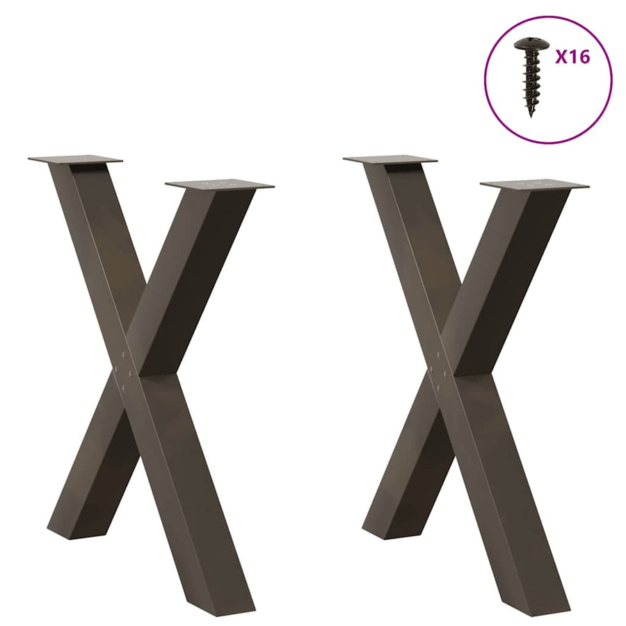 Eettafelpoten X-Vormig 80X(72-73) Cm Staal Naturel 80 x (72-73) cm (80 mm)