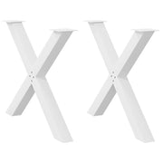 Eettafelpoten 2 st X-vormig 90x72-73 cm staal wit