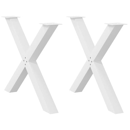 Eettafelpoten 2 st X-vormig 90x(72-73) cm staal wit