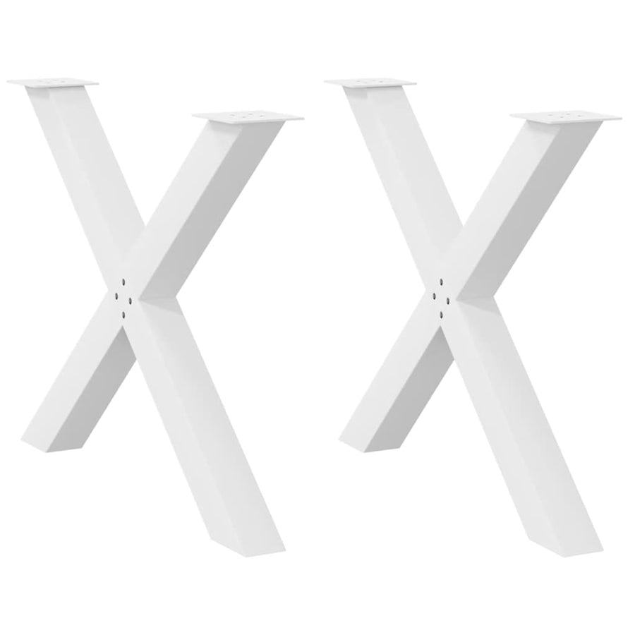 Eettafelpoten 2 st X-vormig 90x(72-73) cm staal wit