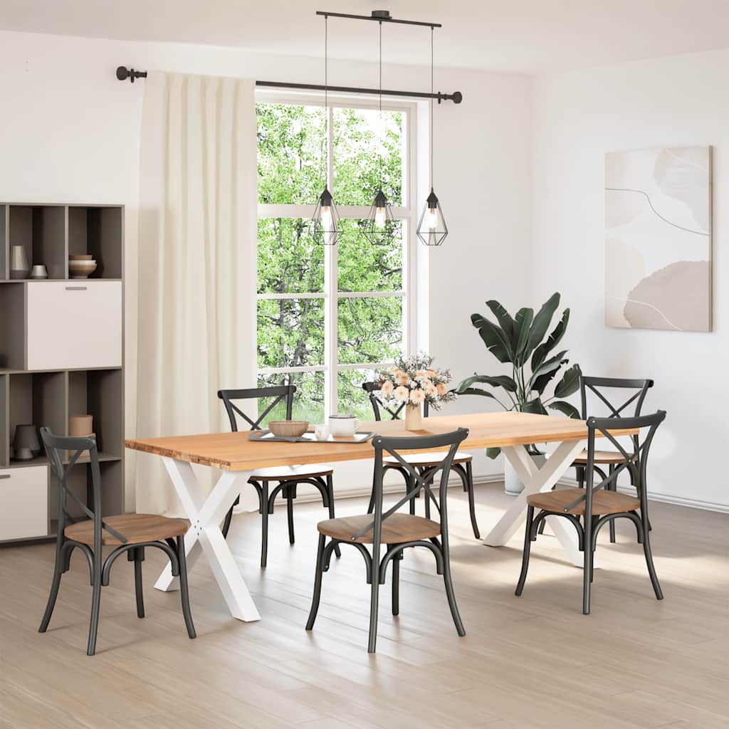 Eettafelpoten 2 st X-vormig 90x(72-73) cm staal wit