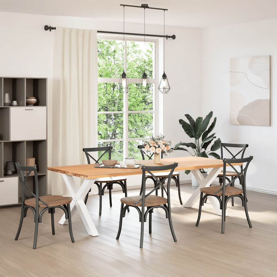 Eettafelpoten 2 st X-vormig 90x(72-73) cm staal wit