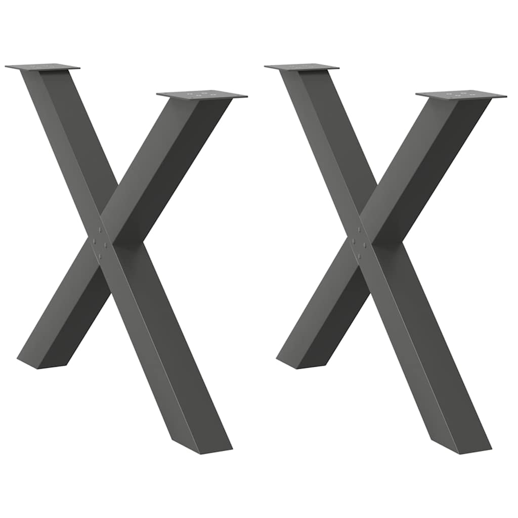 Eettafelpoten 2 st X-vormig 90x(72-73) cm staal antraciet