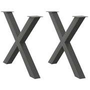 Eettafelpoten 2 st X-vormig 90x72 cm staal antraciet