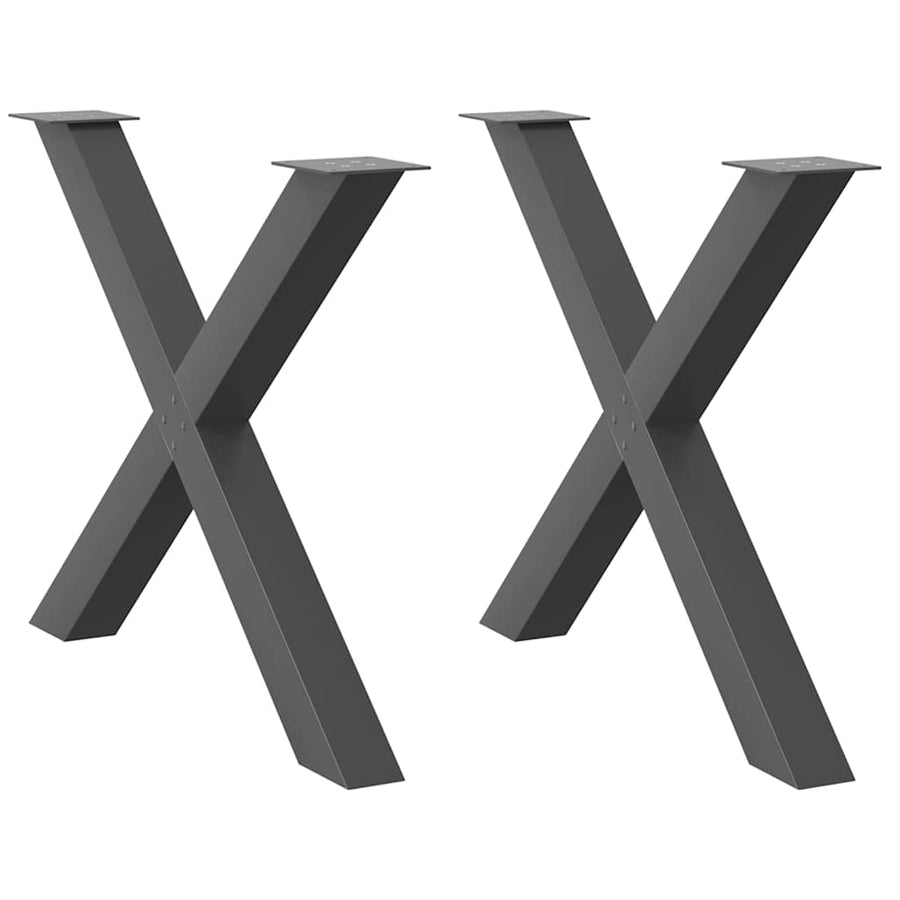 Eettafelpoten 2 st X-vormig 90x(72-73) cm staal antraciet