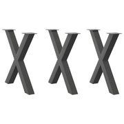 Dining Table Legs 3 pcs X-shaped 70x(72-73) cm steel anthracite